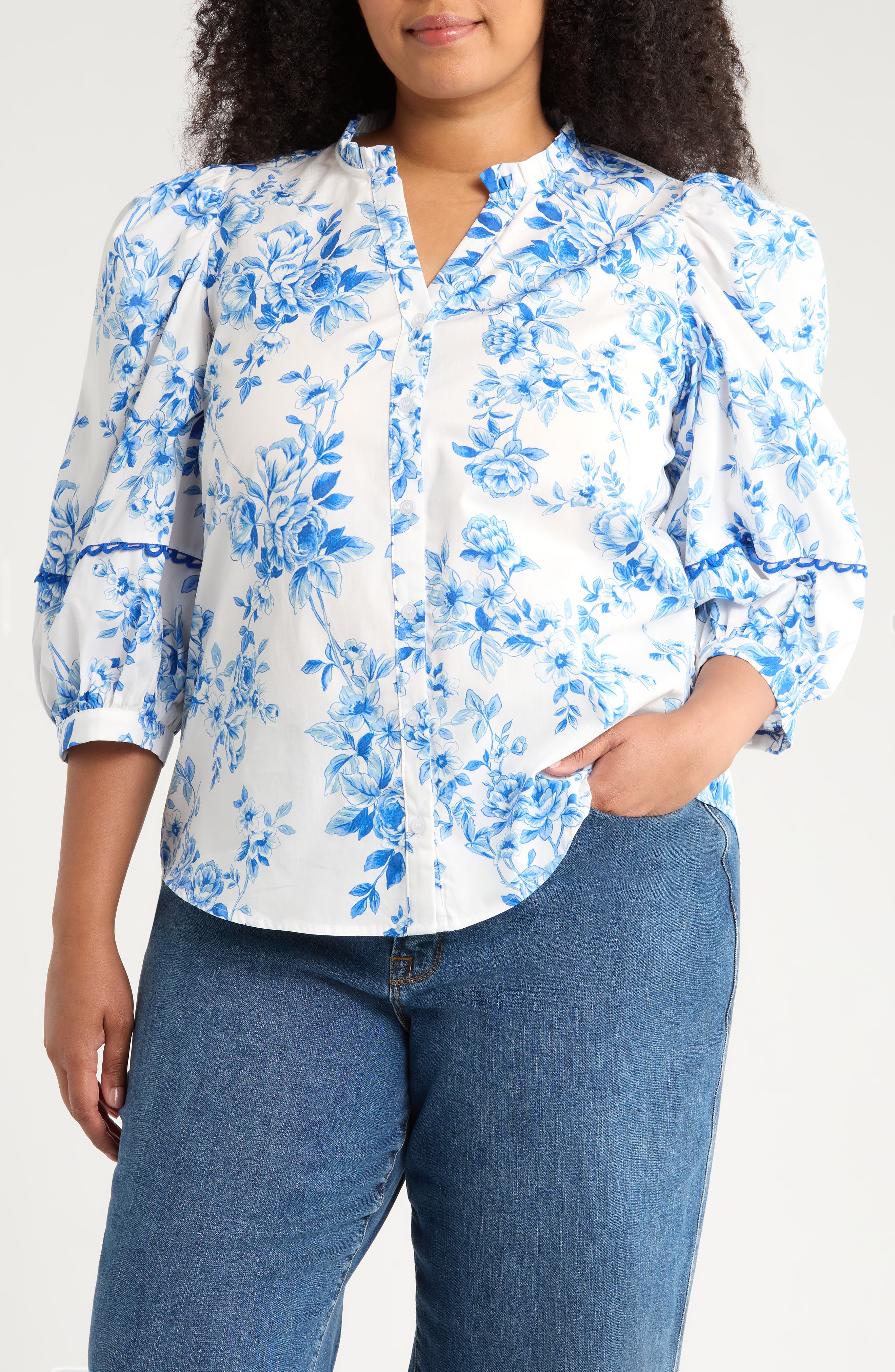 Juba Vale Floral Button-Up Top