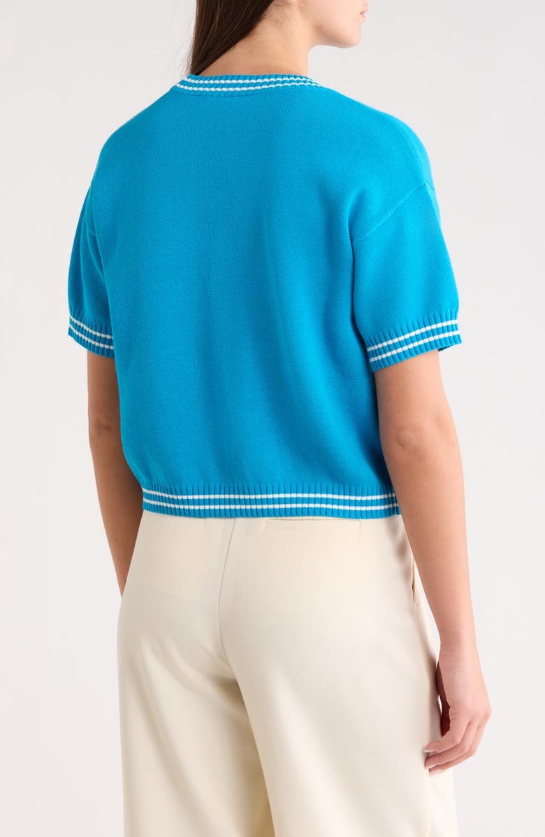SUGARLIPS Brissy Cherry Short Sleeve Sweater, Alternate, color, Blue