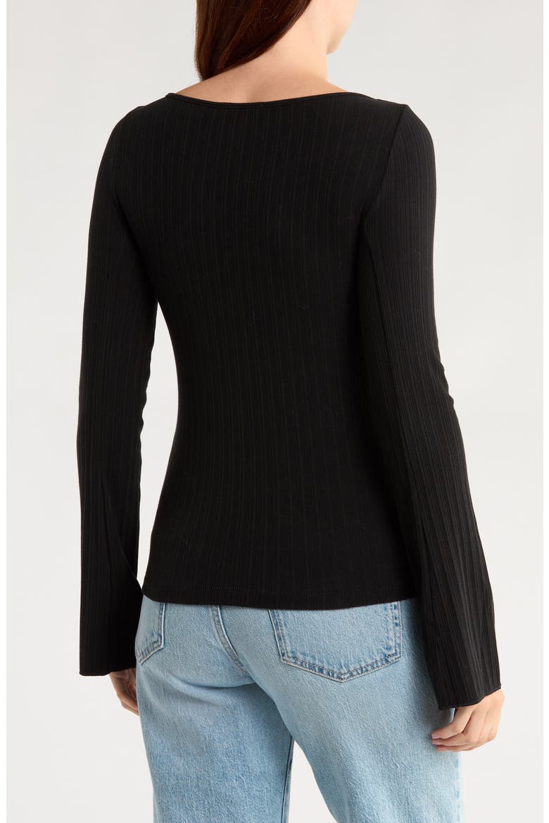Boat Neck Long Sleeve Rib Top, Alternate, color, JET BLACK