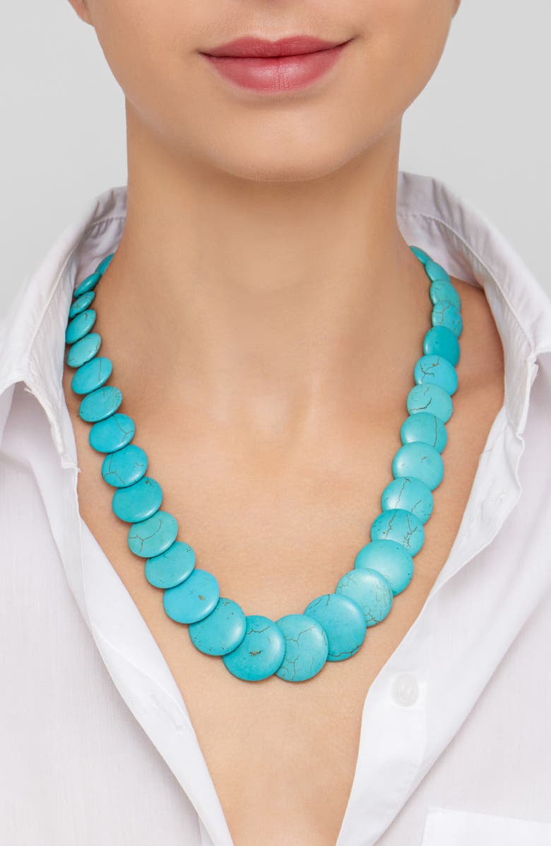 Adornia Scalloped Turquoise Statement Necklace, Alternate, color,