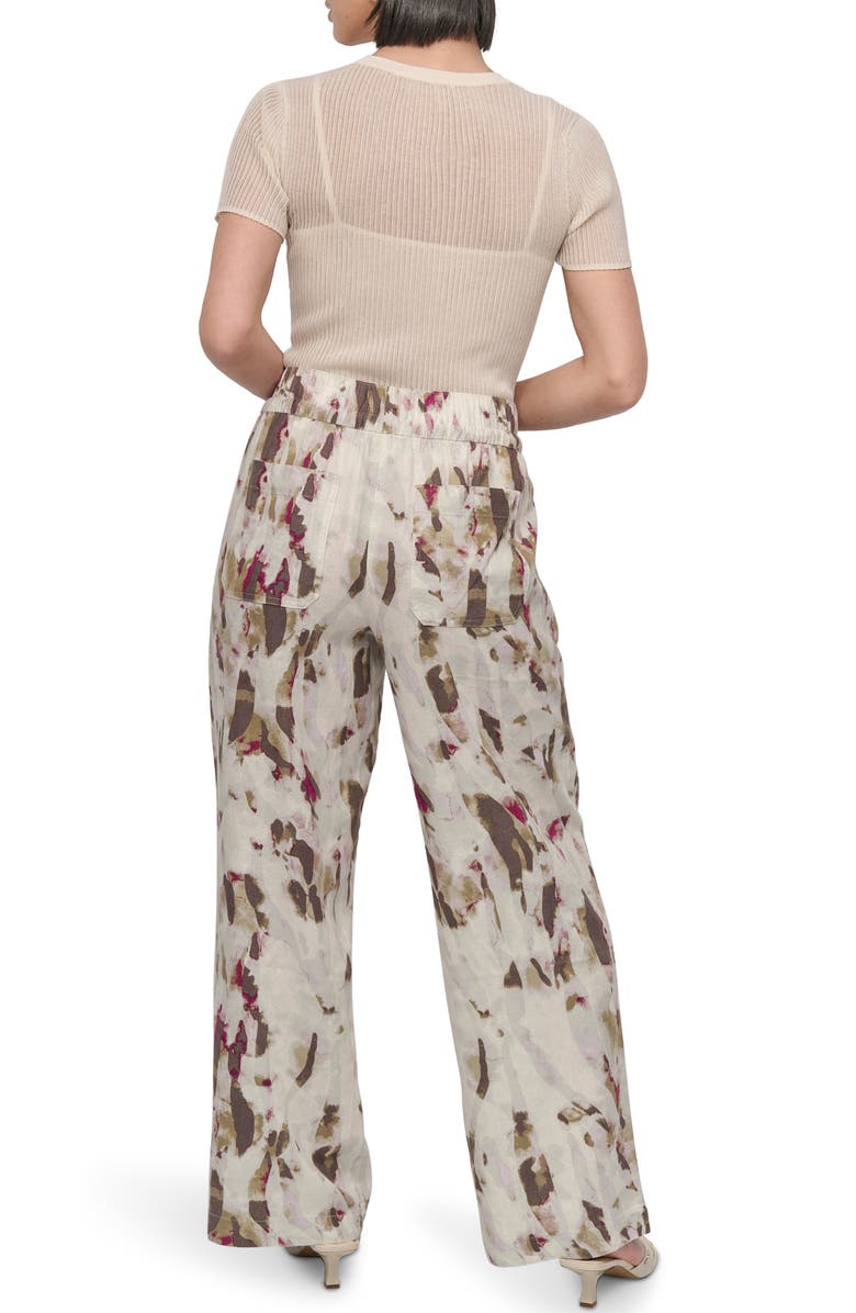 DKNY Print Linen Blend Drawstring Pants, Alternate, color, Shattered Tiger
