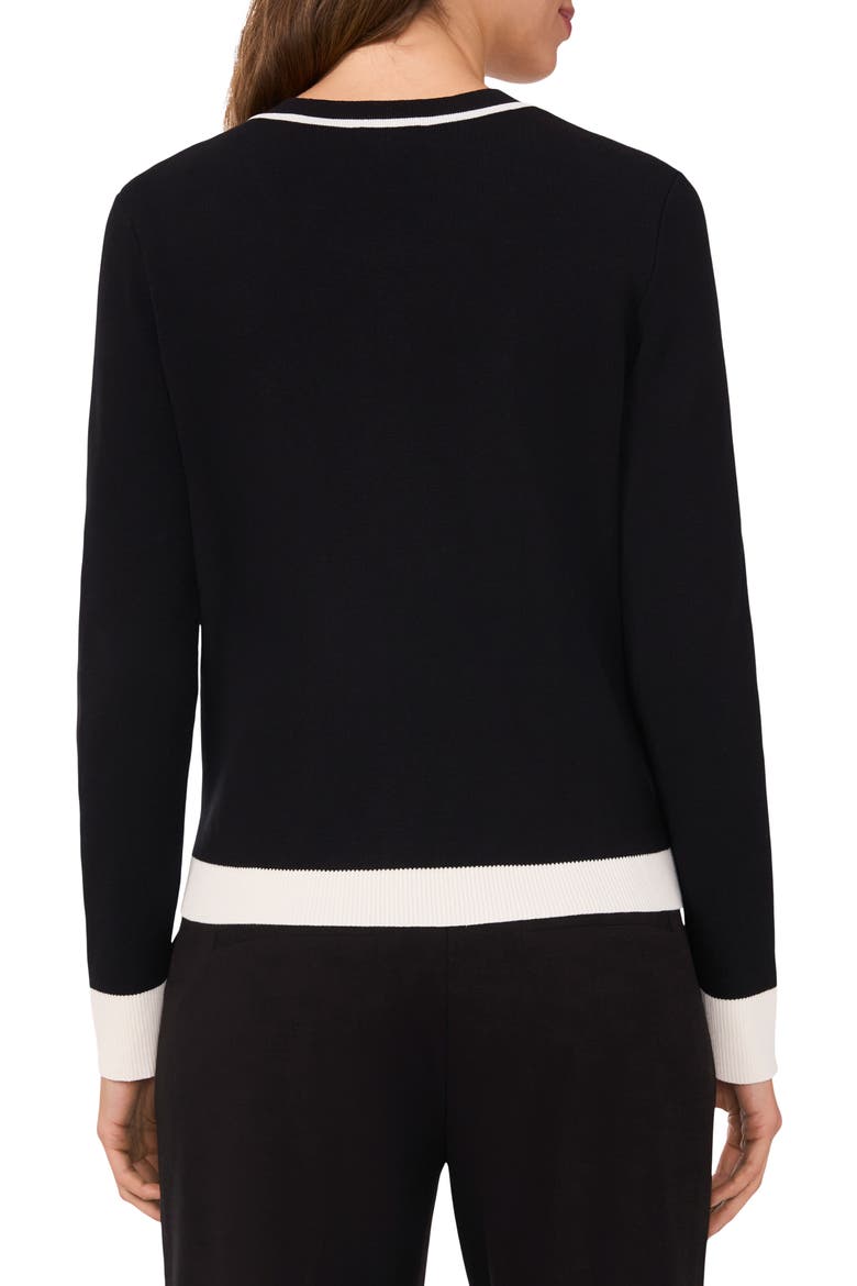 Contrast Trim Cardigan, Alternate, color, RICH BLACK
