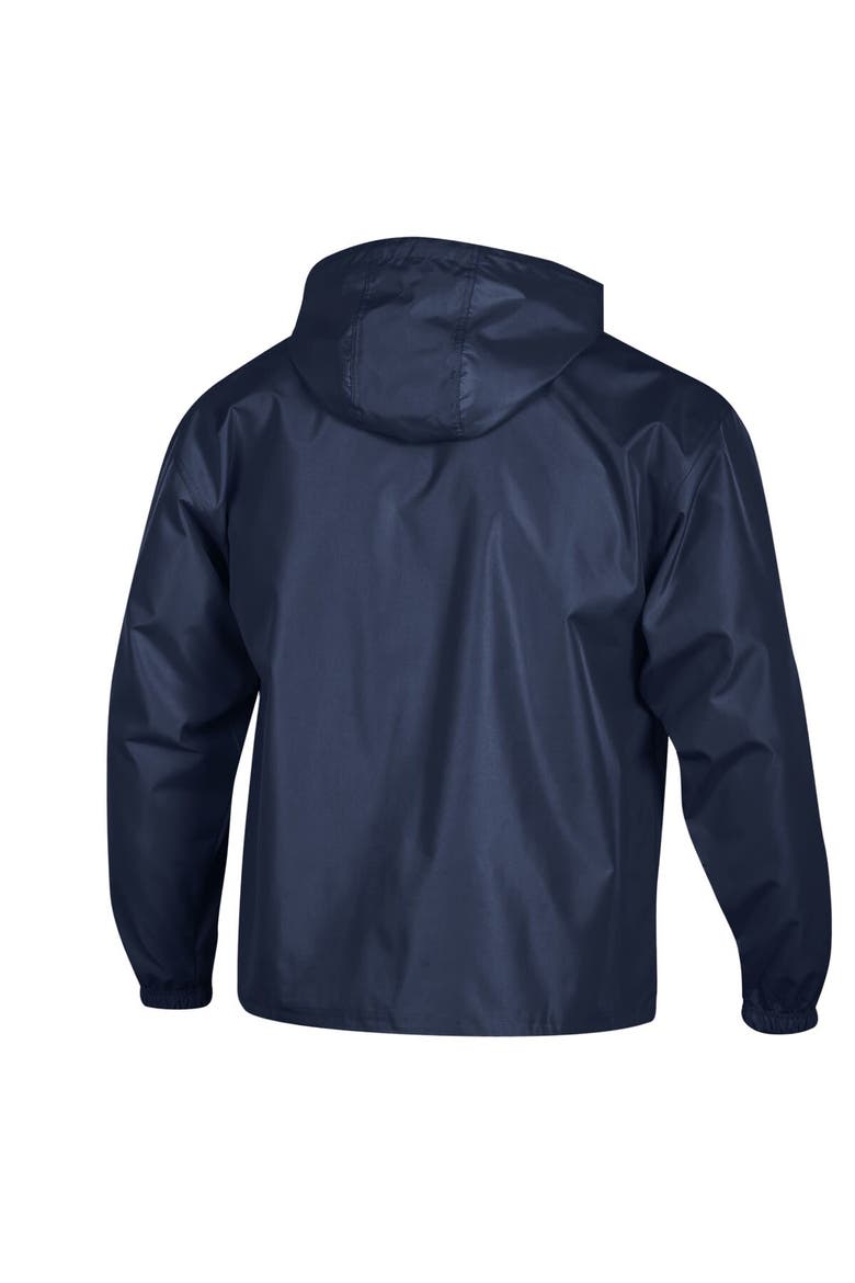 Men's Champion  Navy Michigan Wolverines Packable Hooded Windbreaker Half-Zip Jacket, Alternate, color, Navy