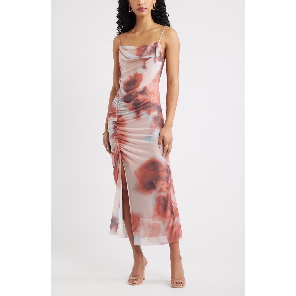 Open Edit Floral Print Mesh Maxi Dress In Multi