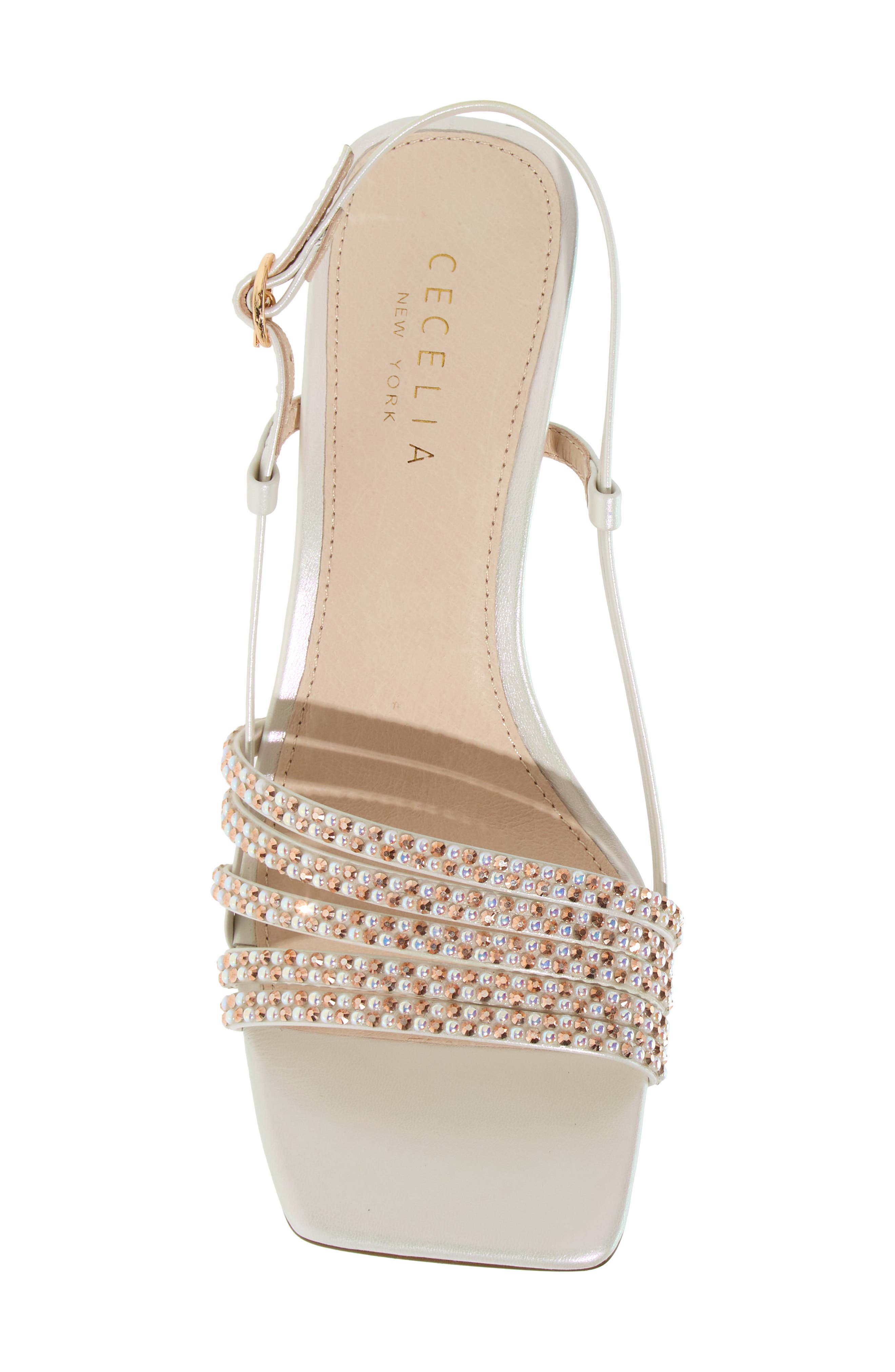Cecelia New York Kasper Square Toe Sandal, Alternate, color, Pearl White Jewel