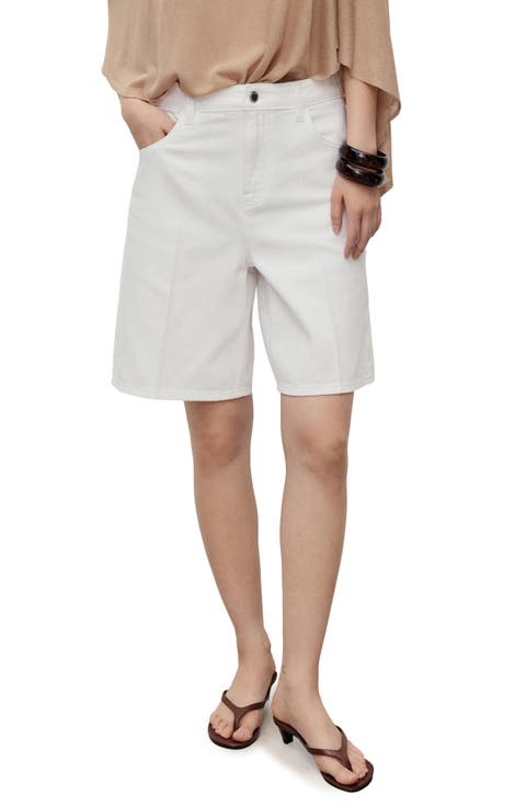 High Waist Denim Bermuda Shorts (Regular & Plus)