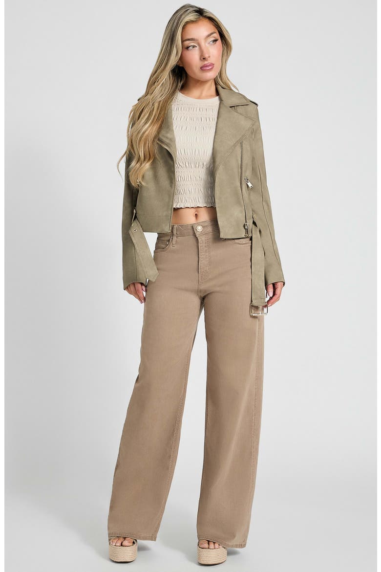 Concettta Moto Jacket, Alternate, color, SAGE LEAF