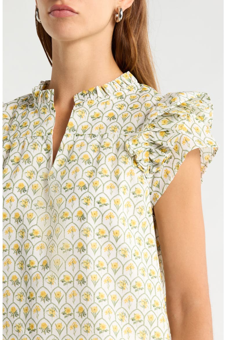 Jaimie Stripe Ramona Ruffle Cotton Top, Alternate, color, WHITE-YELLOW