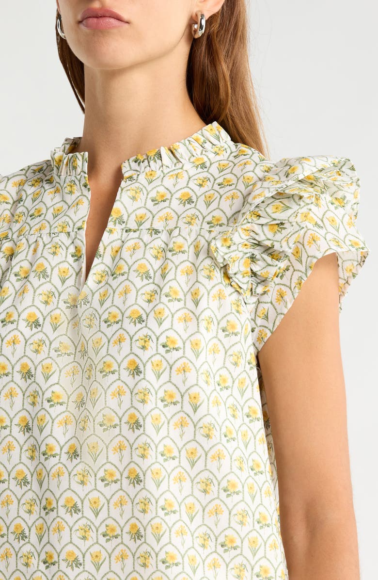 SUGARLIPS Jaimie Stripe Ramona Ruffle Cotton Top, Alternate, color, White-Yellow