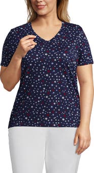 Lands' End Plus Size Supima Cotton V-Neck T-Shirt
