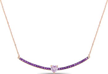 DELMAR 10K Rose Gold Amethyst Heart & Pavé Diamond Ring