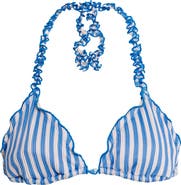 Agua Bendita Lolita Citrus Metallic Stripe Bikini Top