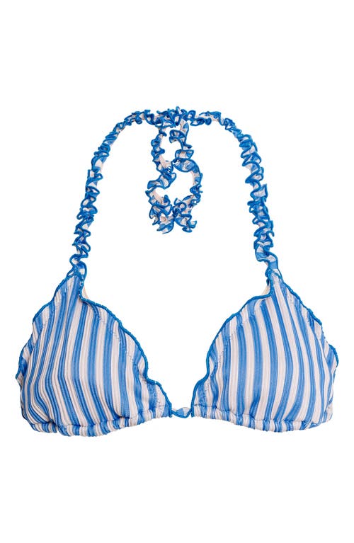 Agua Bendita Lolita Citrus Metallic Stripe Bikini Top In Blue