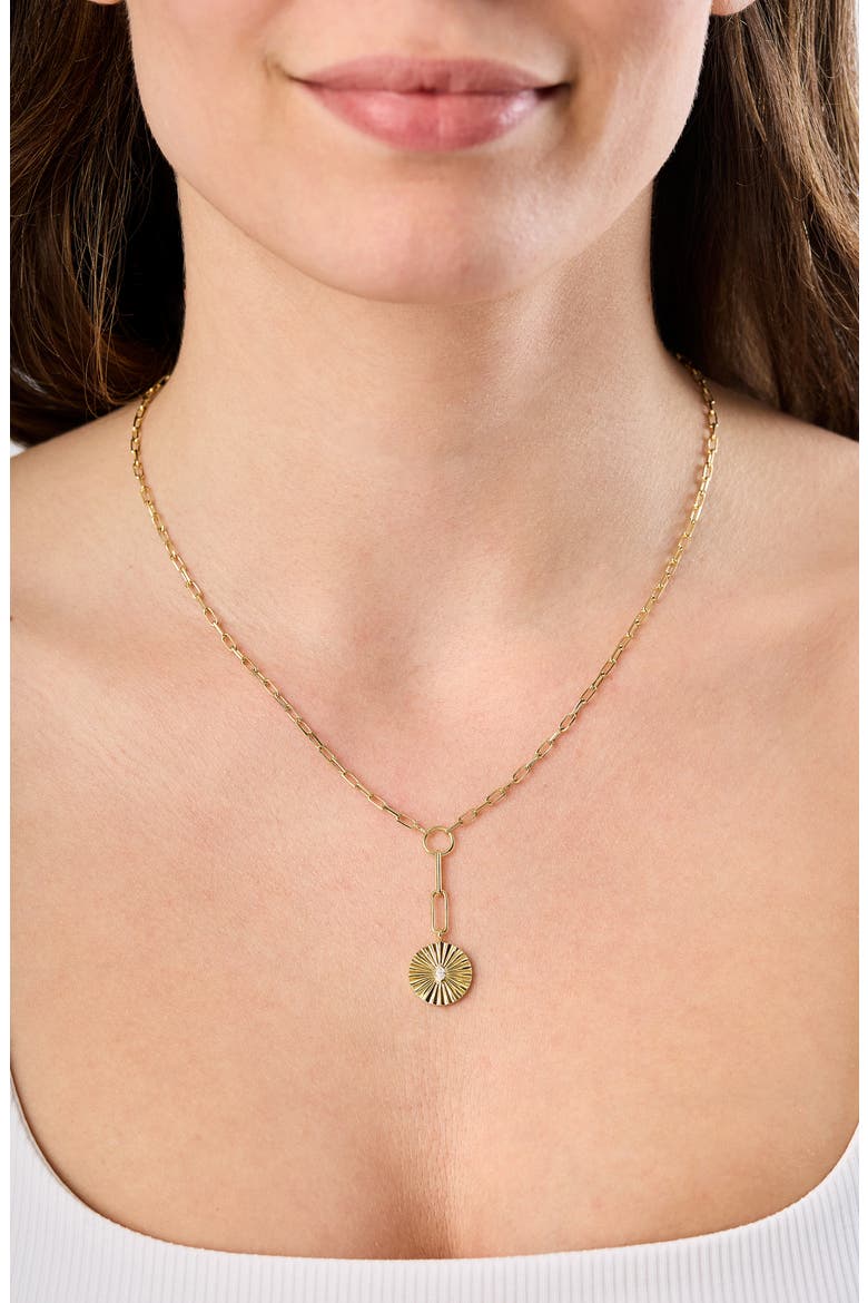 18K Gold Cleo Diamond Drop Medallion Pendant Necklace (Online Trunk Show), Alternate, color, 18K YELLOW GOLD