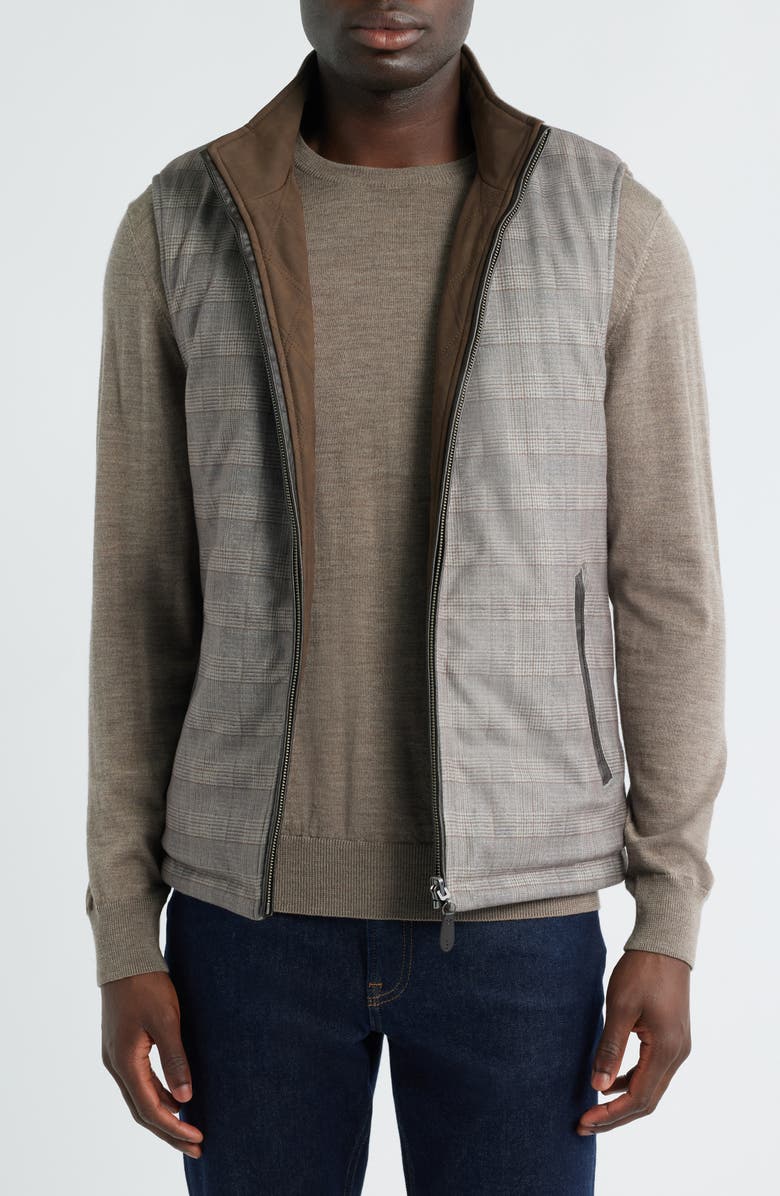 Johnston & Murphy Upton Reversible Vest, Alternate, color, Light Brown/ Brown Plaid