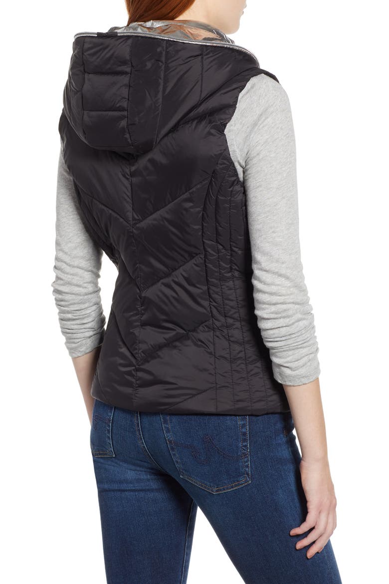 Hooded Puffer Vest, Alternate, color, MATTE BLACK / SILVER