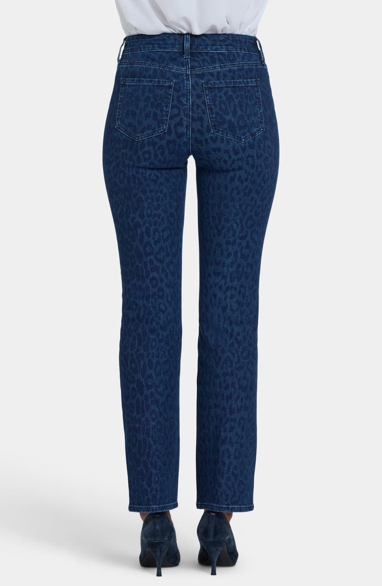 NYDJ Marilyn High Waist Straight Leg Jeans, Alternate, color, Dark Denim Leopard Print