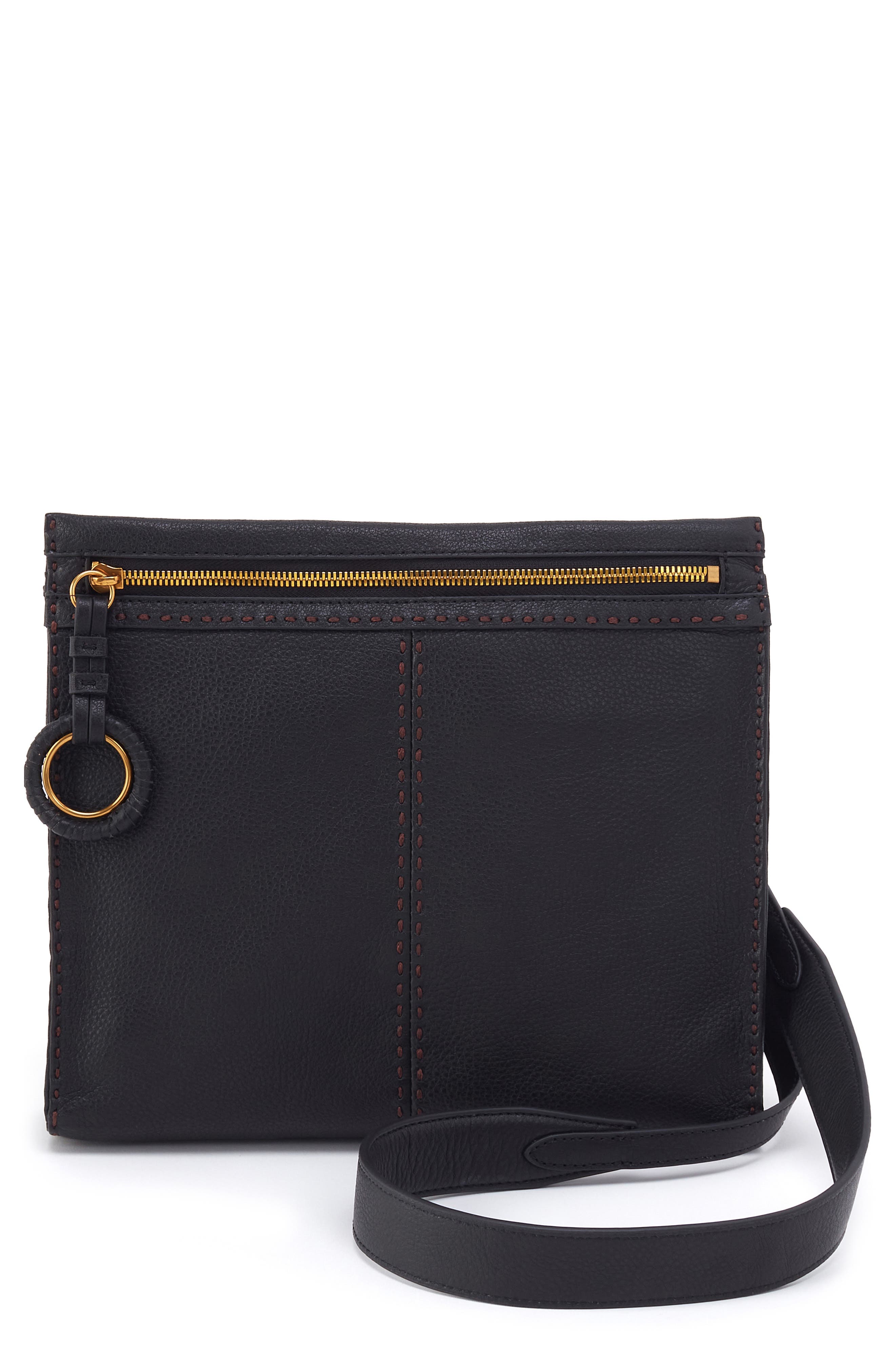 HOBO Medium Austin Leather Crossbody Bag, Main, color, Black