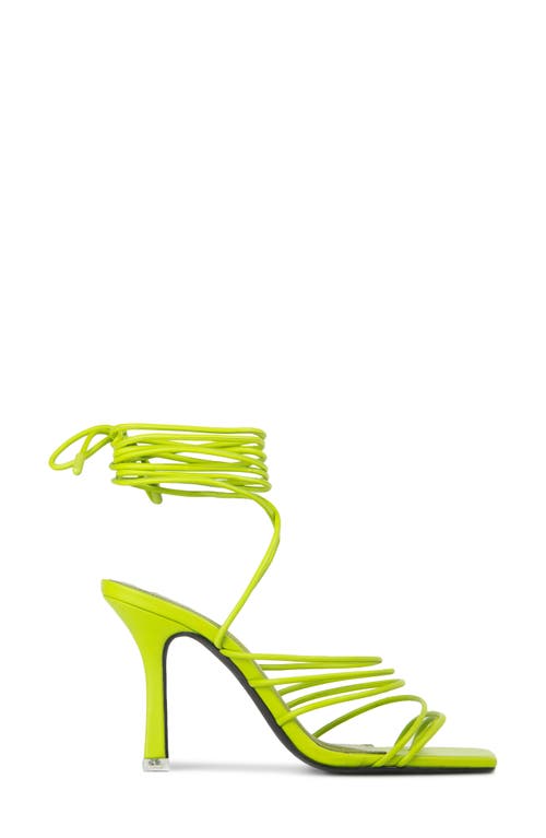 Black Suede Studio Luisa Ankle Tie Sandal In Lime Green Buffed Nappa