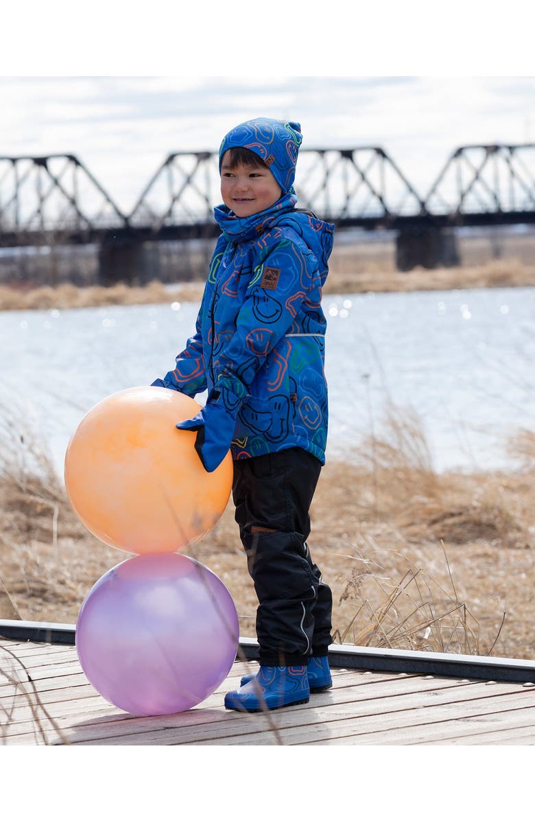 Deux par Deux Boy Two-Piece Mid-Season Smileys Outerwear Set, Alternate, color, Blue Printed Smileys