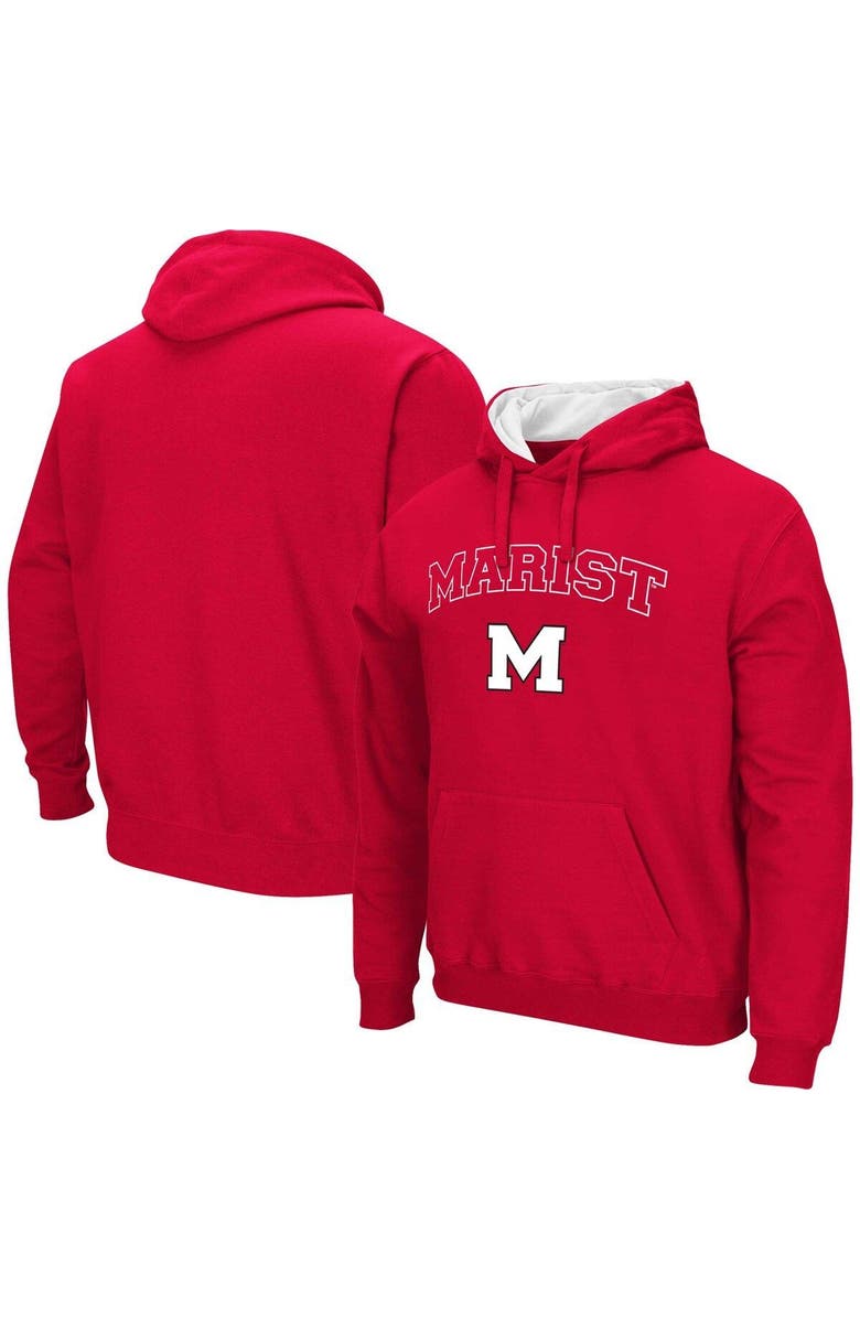COLOSSEUM Men's Colosseum Red Marist Red Foxes Arch & Logo 3.0 Pullover Hoodie, Alternate, color, Red
