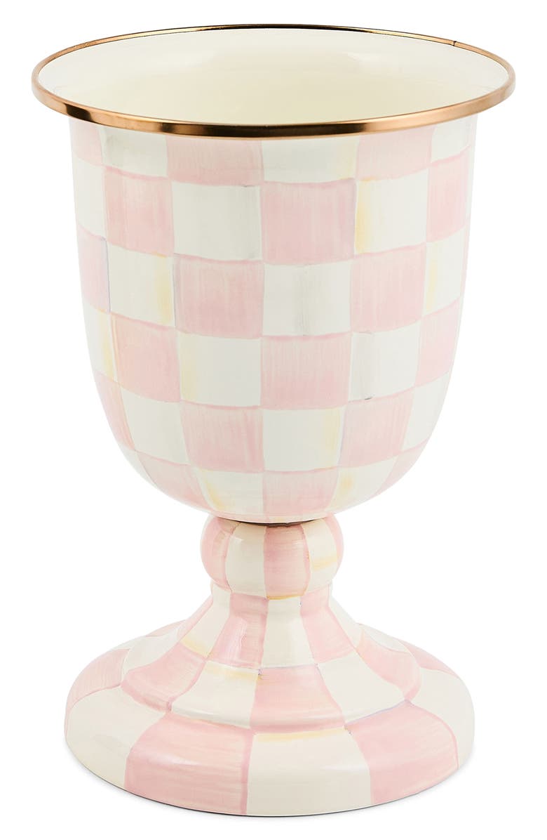 MACKENZIE CHILDS Rosy Check Pedestal Vase, Main, color, Rosy