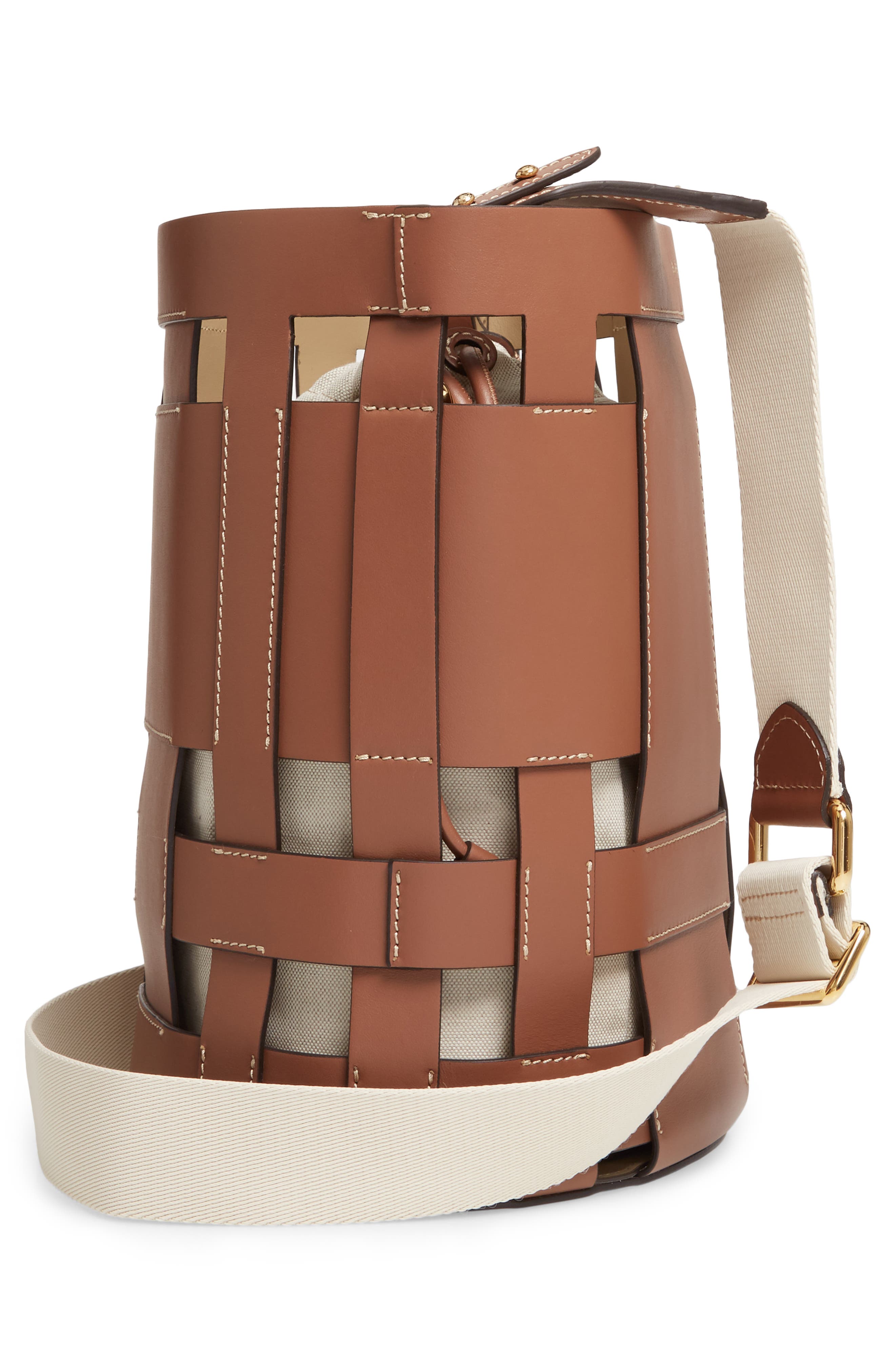 Burberry Small Foster Leather Bucket Bag, Alternate, color, 