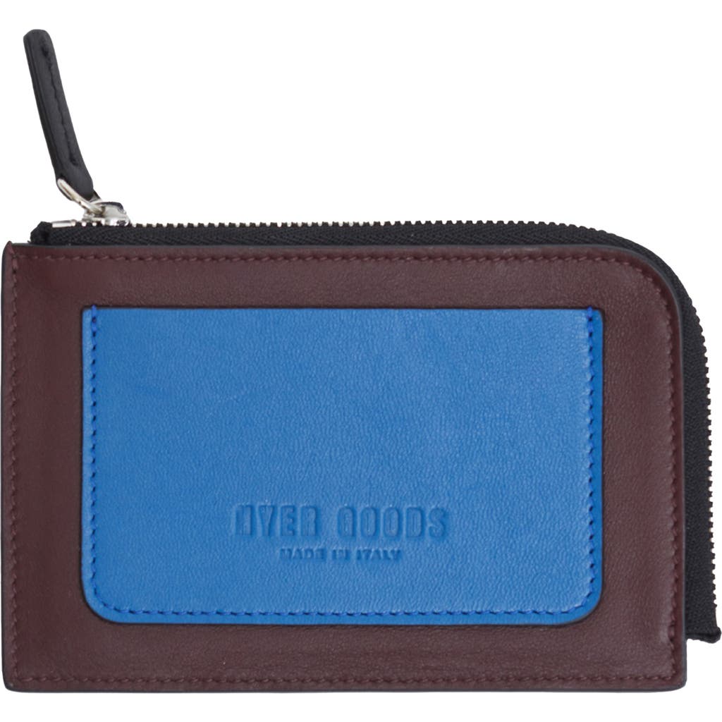 Hyer Goods Upcycled Italian Leather Zip-around Card Wallet In Electric Blue Colorblock