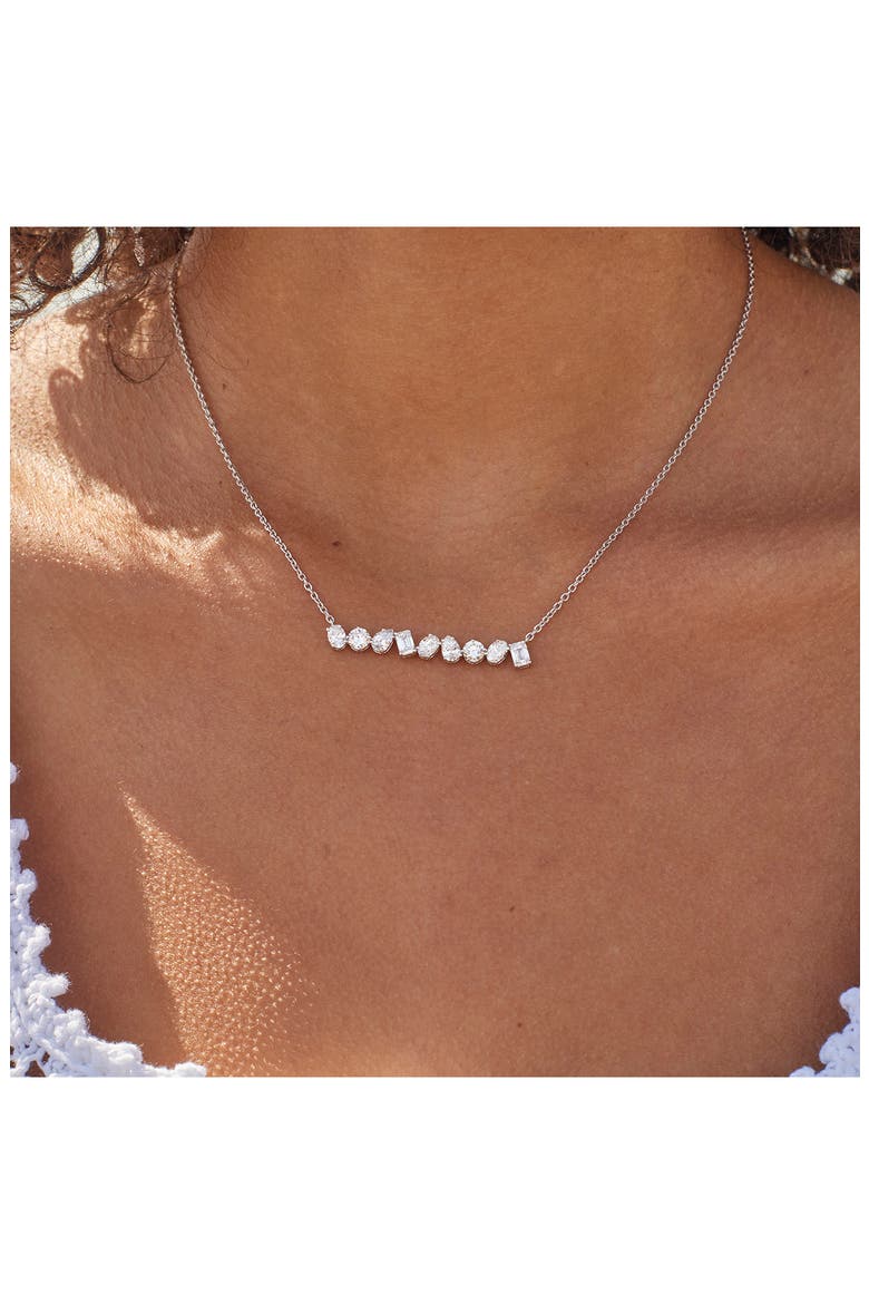 Mixed Lab Created Diamond Bar Pendant Necklace, Alternate, color, 18K YG