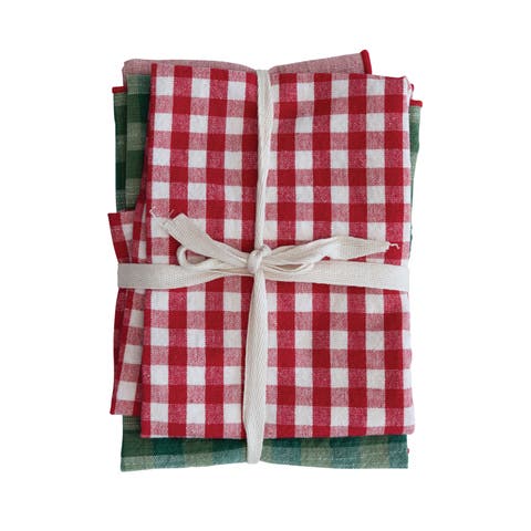Woven Cotton Tea Towels, Set of 3