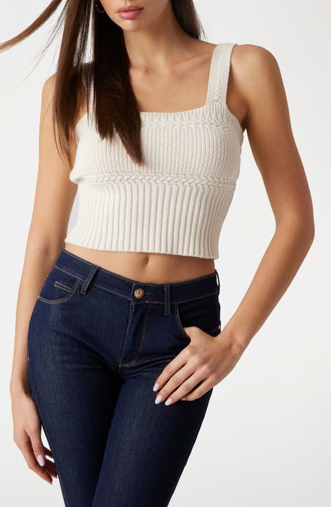 Erynn Mix Stitch Crop Sweater Tank