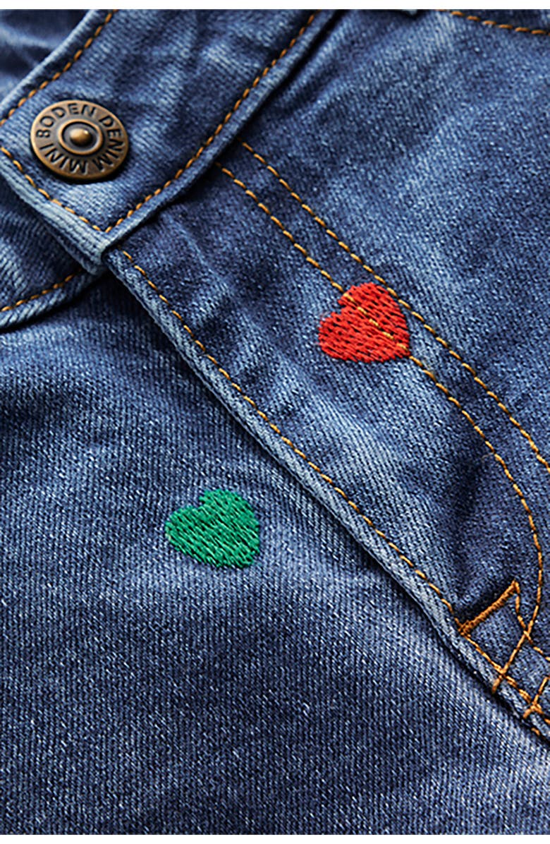 Mini Boden Kids' Heart Embroidered Wide Leg Denim Jeans, Alternate, color, Mid Vintage Denim Hearts