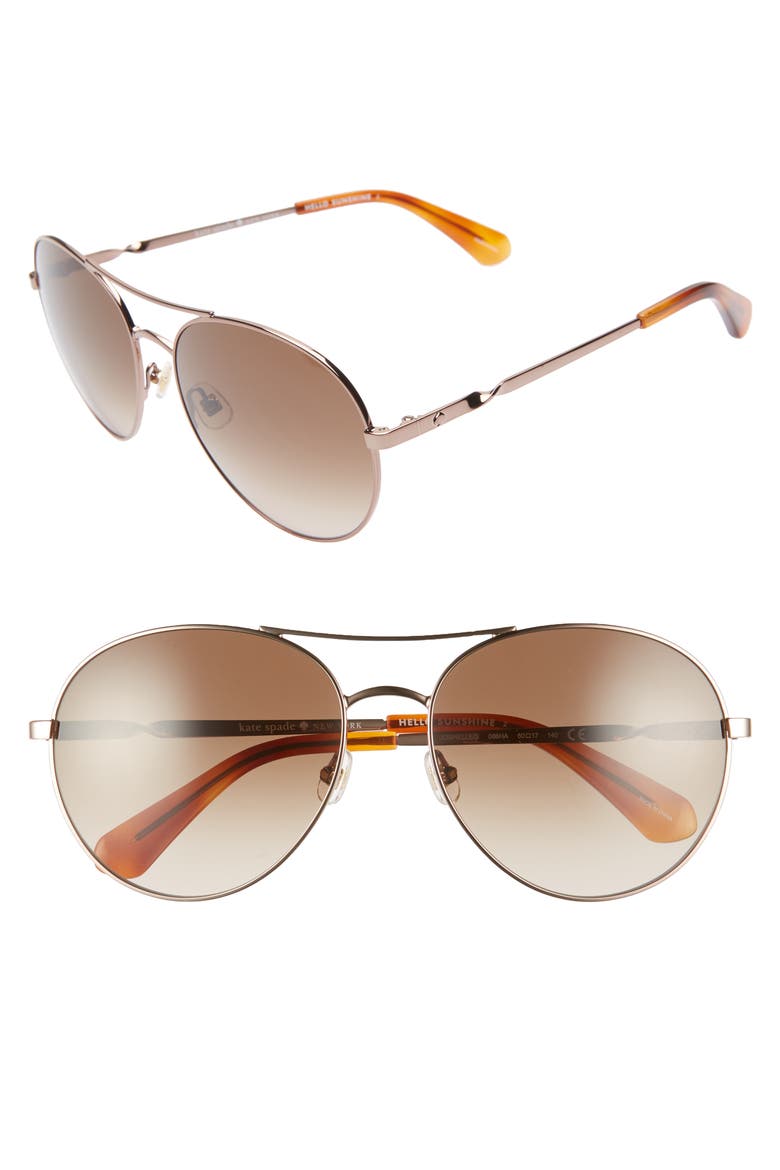 joshelle 60mm aviator sunglasses, Main, color, GOLD/ DARK HAVANA