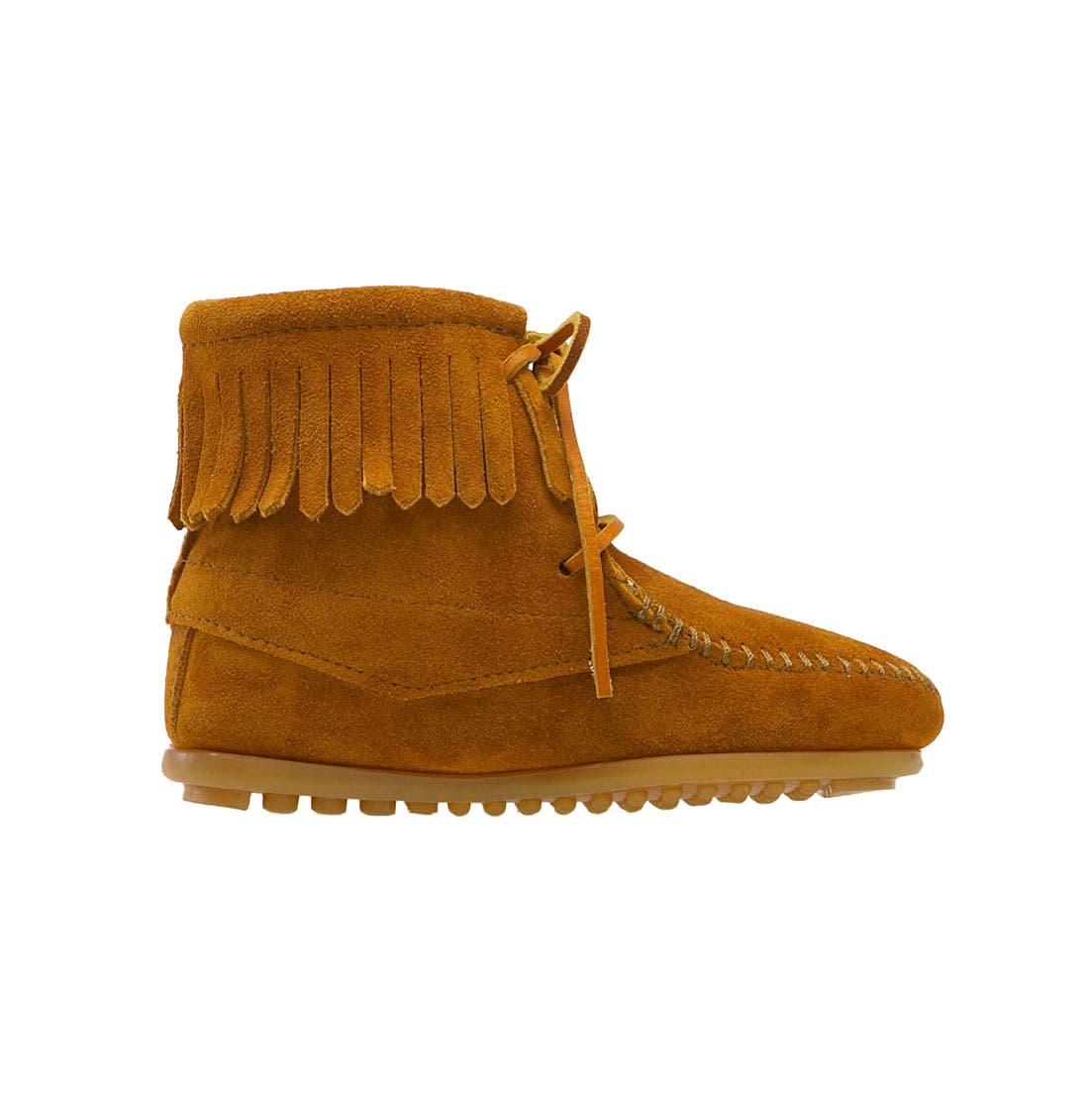 Minnetonka Kids' Fringe Boot, Alternate, color, Brown