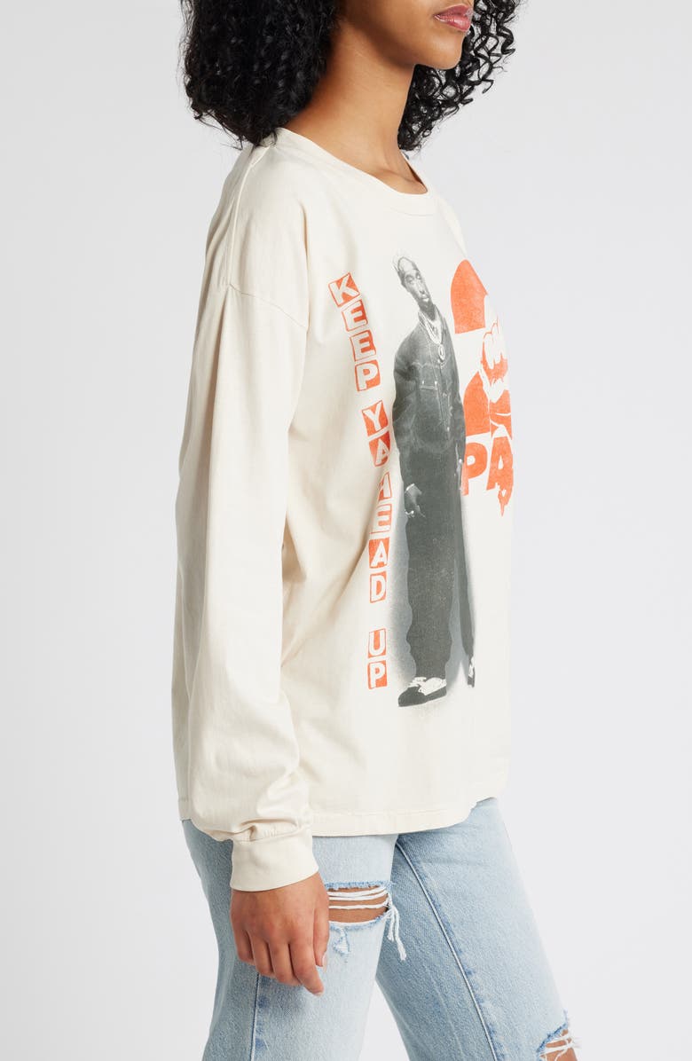 Daydreamer Tupac Keep Ya Head Long Sleeve Cotton Graphic T-Shirt, Alternate, color, 