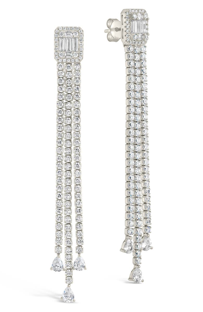 Sterling Forever Naomi Cubic Zirconia Drop Earrings, Main, color, Silver