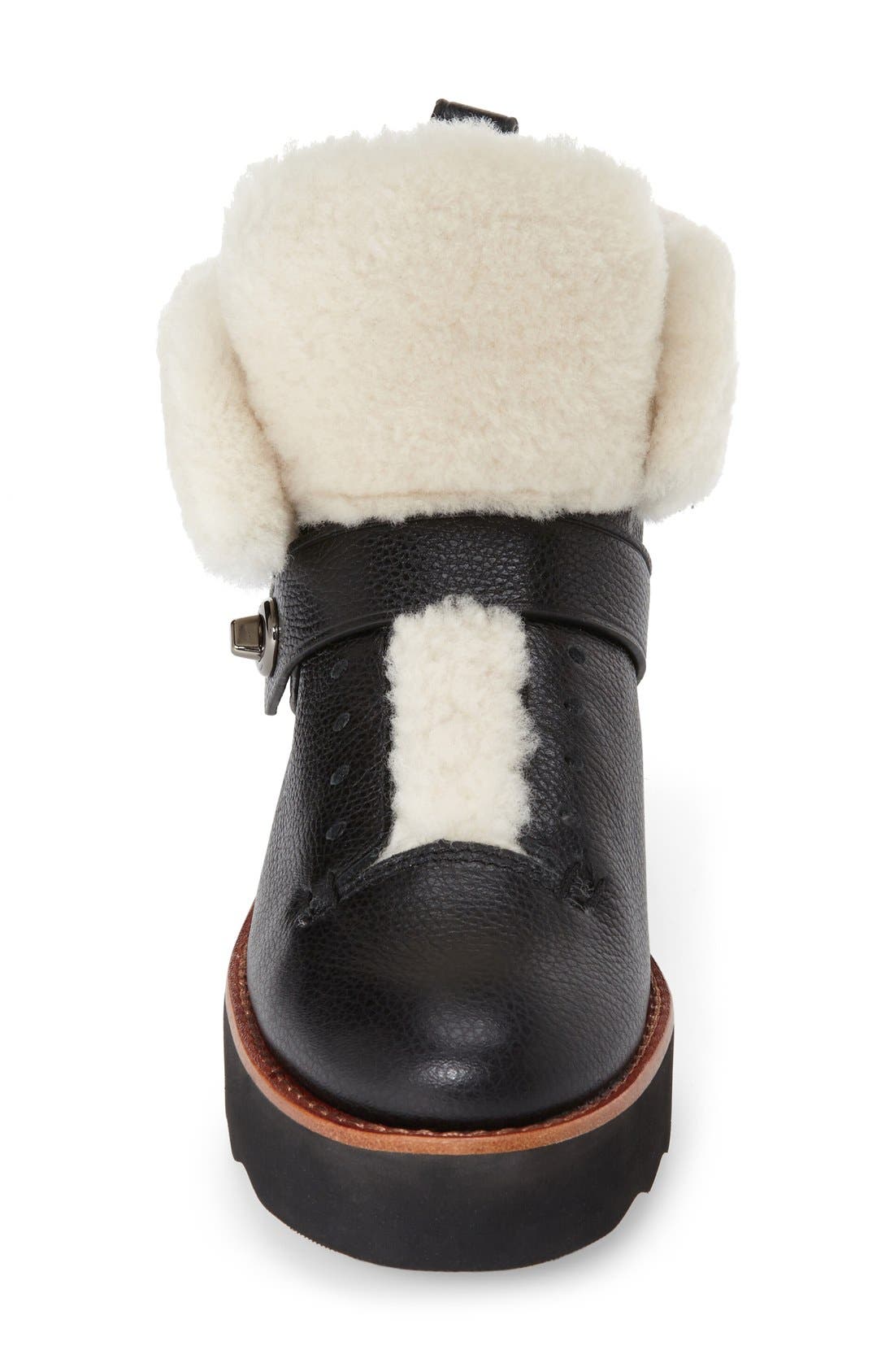 'Urban Hiker' Genuine Shearling Boot, Alternate, color, BLACK/ NATURAL