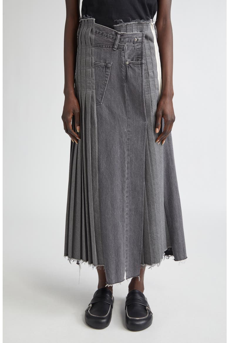 Remake Denim Mark VI Maxi Skirt, Main, color, BLACK ASSORT