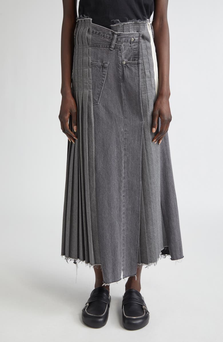 KURO Remake Denim Mark VI Maxi Skirt, Main, color, Black Assort