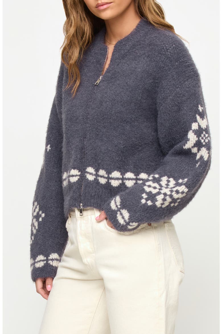Cosmos Fair Isle Zip Sweater, Alternate, color, SNOWY MILE FAIR ISLE