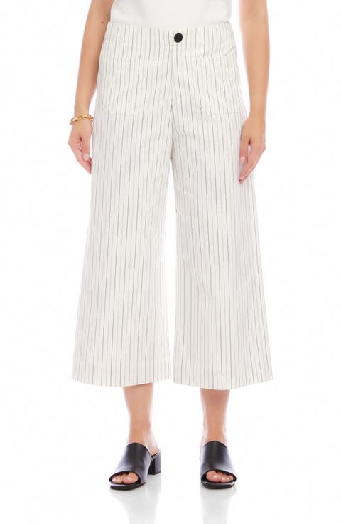 Stripe Wide Leg Crop Pants