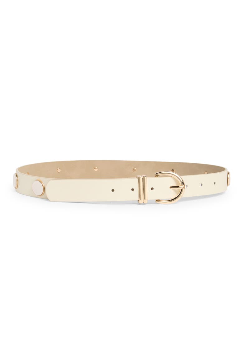 Dome Stud Faux Leather Belt, Main, color, OFF WHITE