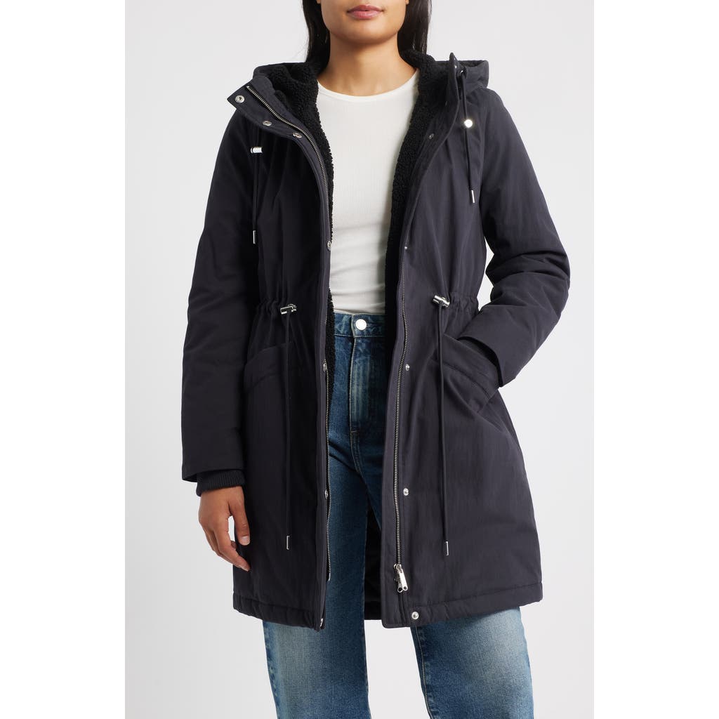 Sam Edelman Faux Shearling Lined Anorak In Black