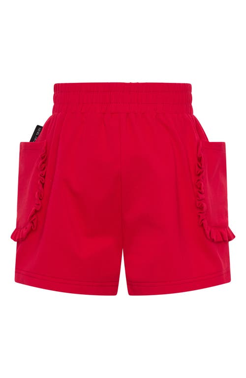 Tiny Tribe Kids' Ruffle Accent Cotton Knit Shorts In Red