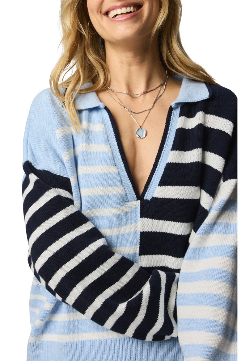 Arden Stripe Polo Sweater, Alternate, color, NAVY BLUE/ SEA BREEZE/ WHITE