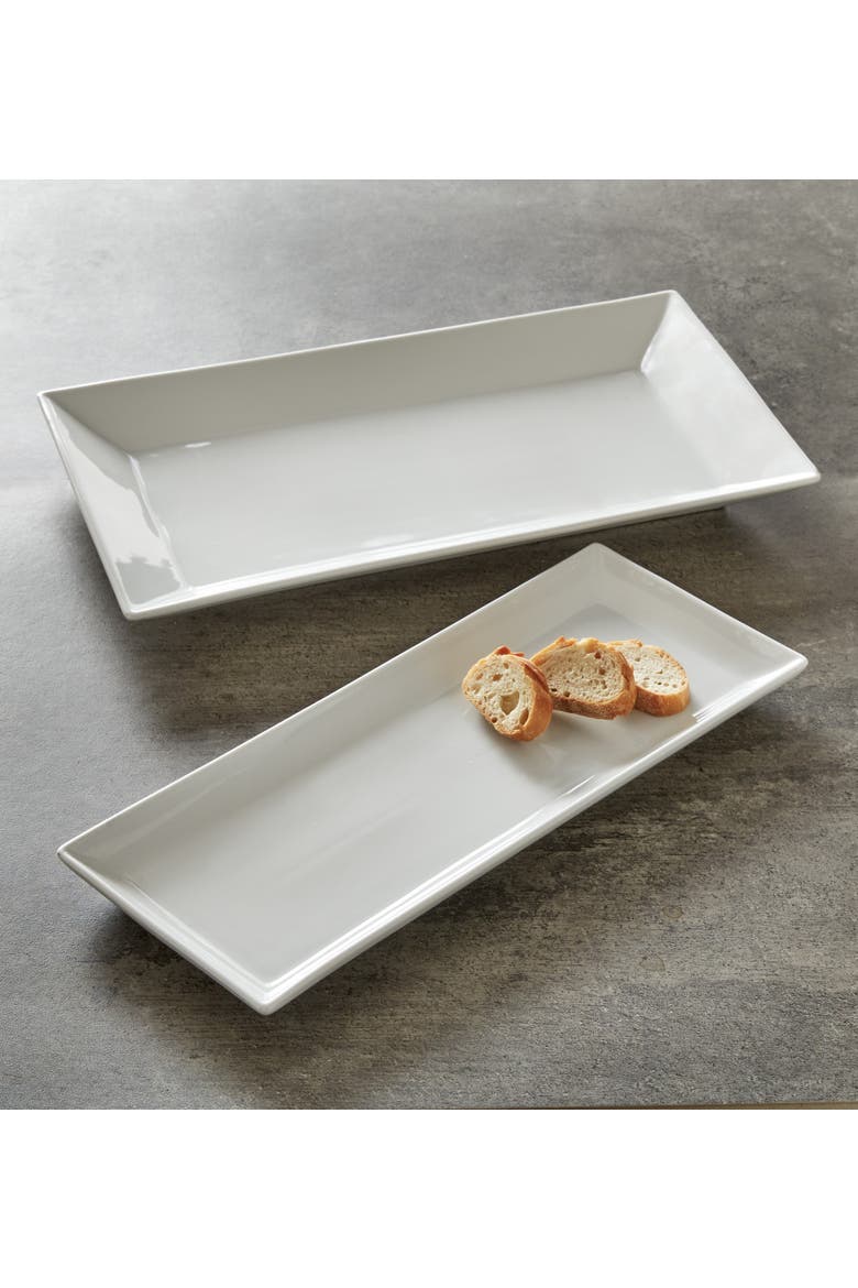 Whiteware Rectangular Porcelain Serving Tray Platter, Alternate, color, White