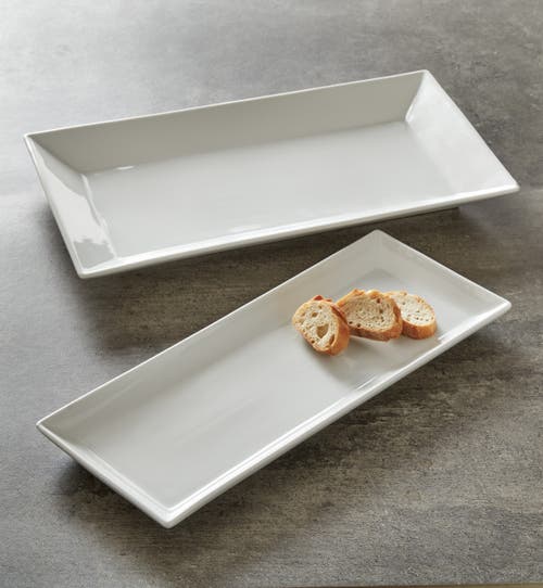 Tag Whiteware Rectangular Porcelain Serving Tray Platter In White