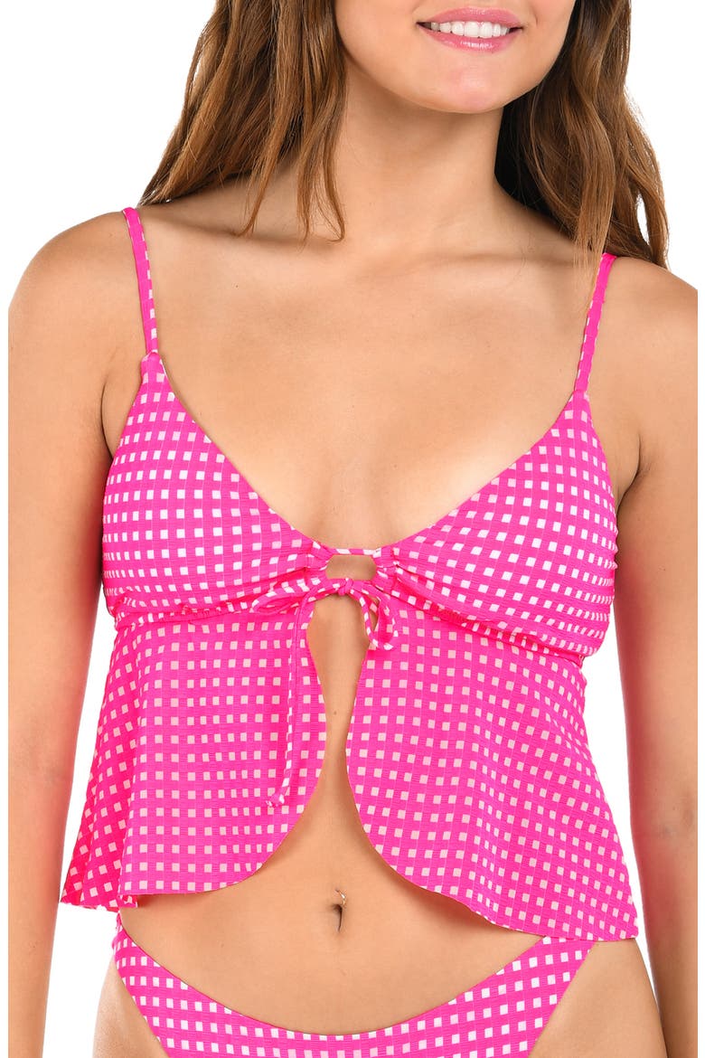 Picnic Flutter Tankini Bikini Top, Main, color, BRIGHT PINK
