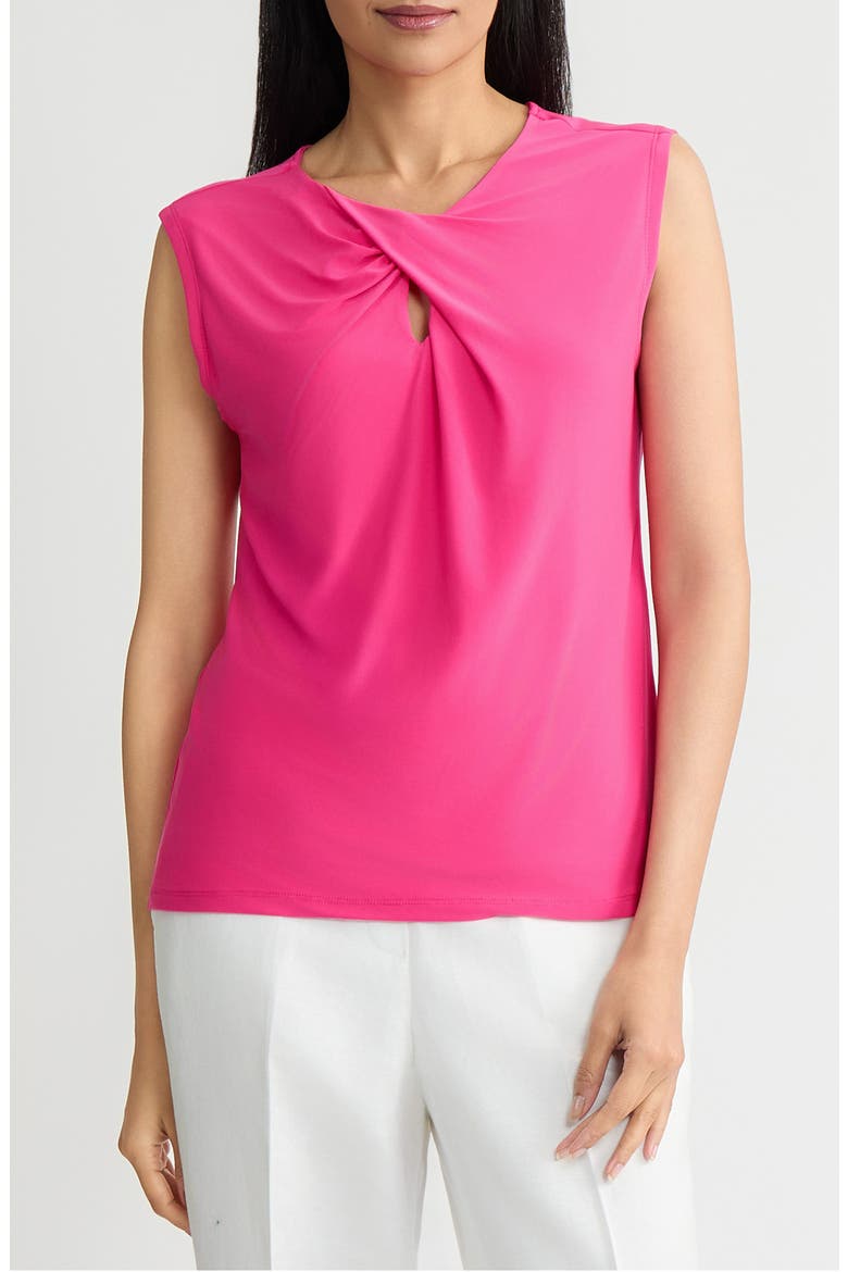 Twist Cap Sleeve Shell, Main, color, PINK PERFECTION
