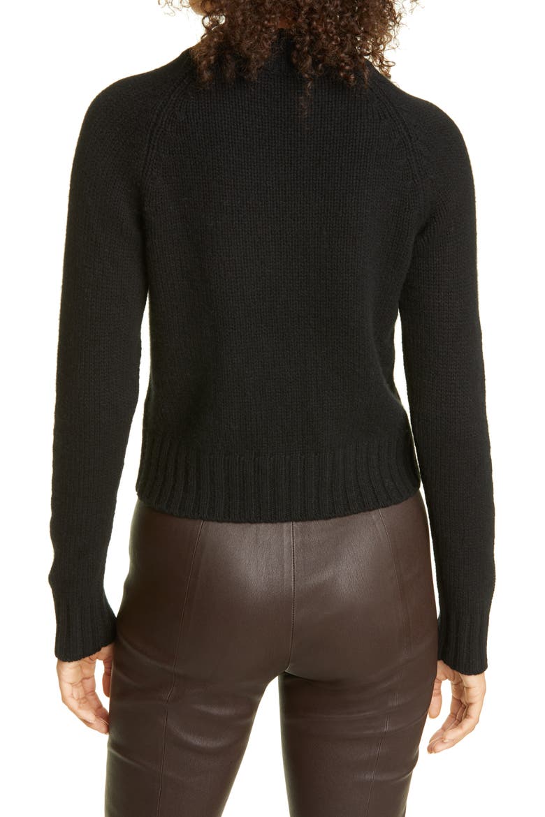 Shrunken Mock Neck Cashmere Sweater, Alternate, color, BLACK